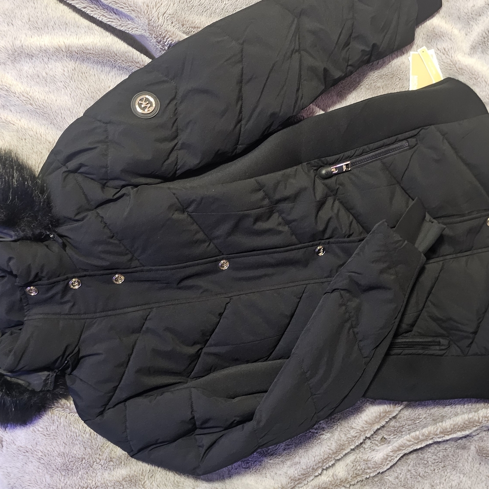MICHAEL KORS Macy's Black Quilted Puffer Coat with Hood